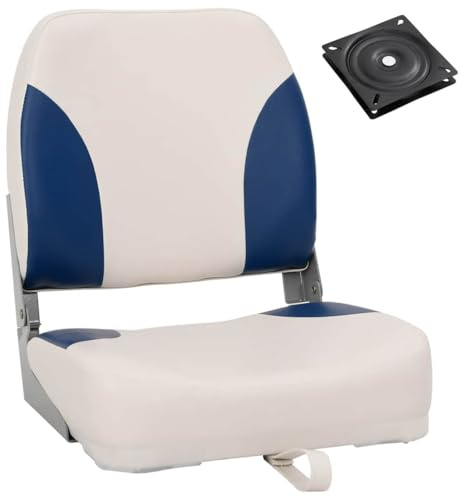 vidaXL Klappbarer Bootssitz 1 Set mit Polster in Blau-Weiß
