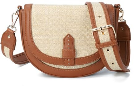 AFKOMST Crossbody Bag for Women Small Satchel and Shoulder Bag Vintage Straw Handbag