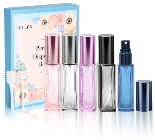 EULEX Spray Perfume Vacío, Spray de Perfume de Embalaje Fino, 5 Piezas Atomizador Perfume Recargable 10 ml, Perfume de Bolsillo para Fecha, Fiesta (5 colores)