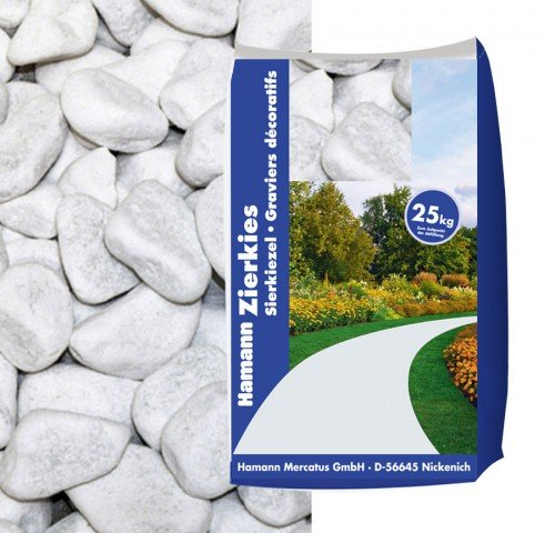 Hamann Marmorkies Carrara 40-60 mm 25 kg - Dekorative Gartengestaltung, Wege, Einfahrten, Beet, Kiesgitter, Garten,