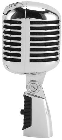 Gugxiom Microphone Vocal Dynamique Rétro Classique – Micro en Alliage de Zinc de Vintage – Adaptateur de Support Universel – Enregistrement en Studio pour Performances en