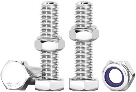 Drenky Tornillos Y Tuercas 10 Piezas M6 Juego De Tornillos Hexagonales Acero Inoxidable A2 V2A M6 X 30 mm Tornillos Y Tuercas de Nylon Para Maquinaria, Muebles, Coches, Barcos, Impresión 3D