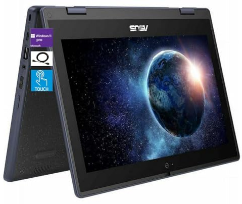 ASUS Laptop educativa 2 en 1 con pantalla táctil HD de 11.6 pulgadas, procesador Intel Celeron N100, 4 GB de RAM 2 TB SSD, Wi-Fi 6, Bluetooth 5.1, resistente a derrames, revestimiento antirreflejos
