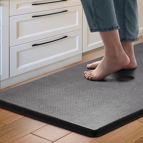 Lukrite Küchenmatte, gepolstert, Anti-Ermüdung, 1,9 cm, wasserdicht, rutschfest, für Küche, Memory-Schaum, Komfortmatte zum Stehen zu Hause, im Büro, Waschbecken, Wäsche (50,8 x 180,3 cm, schwarz)