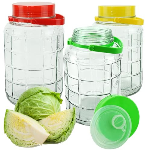 MIKONI Gärglas Einmachglas Gurkenglas Vorratsgläser Behälter Fermentier Fermentierglas Gärballon Glasballon Gurkenglas Vorratsglas Gärbehälter Einkochglas S16 (2l (Farbe zufällig))