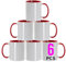 Sublimation Mugs 11oz Blank with Coloured Large Handle & Inner with Box | Durable, Ceramic Orca Finished Mugs Perfect for Custom & DIY Printing, for Loved Ones | Red Bulk Pack of 6
