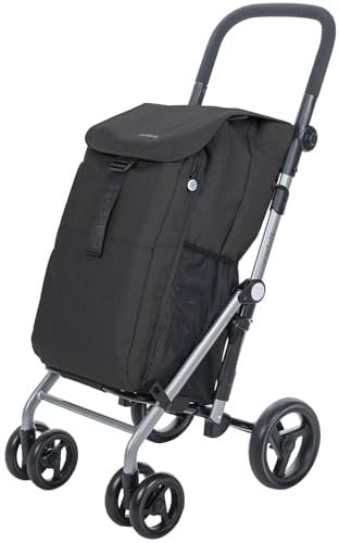 Carlett Einkaufstrolley Klappbar 63L Groß Einkaufswagen Klappbar Mit Kühlfach, 4 Räder, Abnehmbar, Wasserdicht, Griff Verstellbar, Shopping Trolley Foldable Shopping Cart XXL, Classic Duo Schwarz