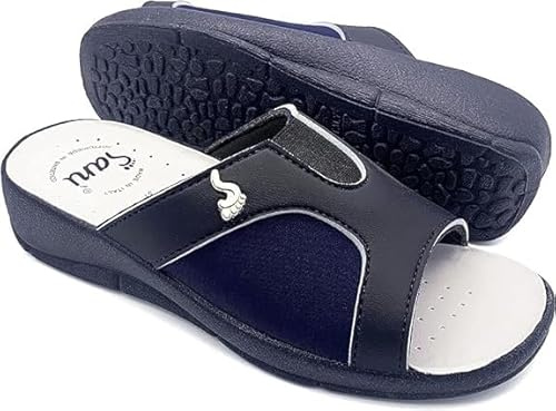 Sani' Ciabatta Donna Aperta Automodellante X Alluce Valgo Comfort Comode Traspiranti Correttore Separatore Dita Piedi (Blu, 36)