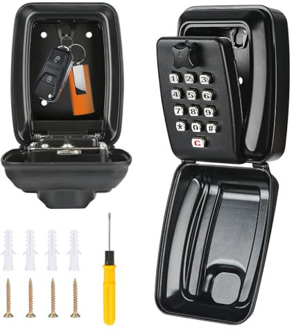 Schlüsseltresor mit Zahlencode, Schlüsseltresor Außen Wasserdicht Schlüsselbox, Schlüsselkasten mit Zahlencode 12 Stellig, Schlüsselkasten Modern für Haus, Büro, Garage, Schule, Mieter