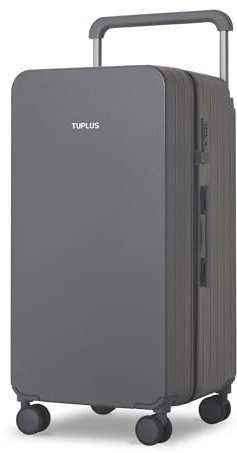TUPLUS Koffer Groß Hartschalen mit 4 Rollen Koffer Trolleys Leicht PC Reisekoffer Hartschalenkoffer ABS Rahmen Rollkoffer Reißverschluss,Impression Classic Trunk,77m-90L,GRAU