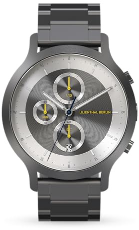 Lilienthal Berlin Chronograph LP Dark Silver White in dunkelgrau – Herrenuhr aus 316L Chirurgenstahl mit einem Quarzuhrwerk & saphirgehärtetem Mineralglas – 42,5 mm