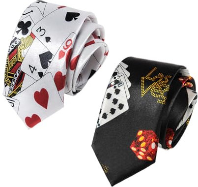OAOSDH 2 Stück Spielkartenkrawatte, Kreative Designkrawatte, Rollenspiel-Kostümzubehör, Partykrawatte, Stilvolle Persönlichkeit.