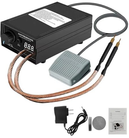 ELIKBH 8000W laser welding machine hand-operated battery spot welding system. Portable device with dual pulse output and foot pedal for welding 0.1–0.3 mm nickel sheets in 18650 battery packs