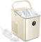 FOHERE Eiswürfelmaschine 14kg 24 Stunden, Eiswürfel in 5 Min, 2 Größen von Bullet Ice, Selbstreinigender Eiswürfelbereiter mit Griff, Eisschaufel u. Korb, Ice Maker für Party Büro RV (Off-white)