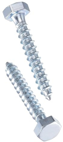 TA-VIGOR 25Pcs Coach Screws, M6 x 40mm Hex Head Lag Bolts, Carbon Steel Zinc Plated Sleeper Concrete Wood Screw Hexagon Lag Full Thread Self-Tapping Bolts for Outdoor Use in Decking, Fencing