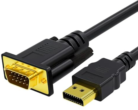 AYHYHLJZJ Câble HDMI vers VGA 1,8m Unidirectionnel, Adaptateur HDMI VGA Actif 1080P, Câble Doré (Mâle à Mâle) Compatible avec Raspberry Pi, Roku, PC, Portable, Desktop, Moniteur, Projecteur, HDTV