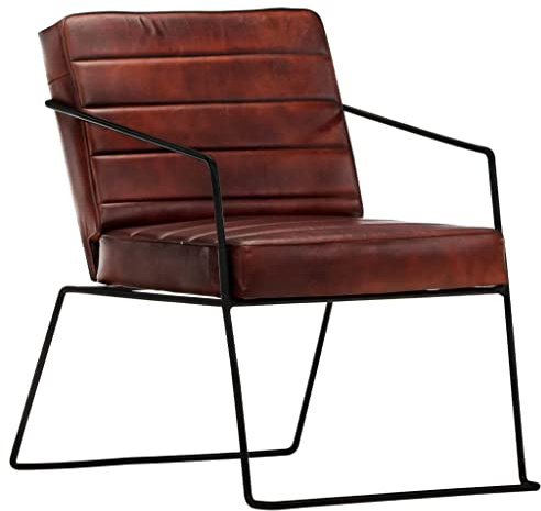 KTHLBRH Sessel aus echtem Leder, Dunkelbraun, Sessel aus echtem Leder, schlichtes und komfortables Design für das Wohnzimmer
