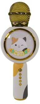 Squishmallows Cam The Cat Karaoke Microphone for Kids and Adults. Great Fun. with Colourful Flashing LED Lights, Built-in Bluetooth Speaker, MicroSD Playback and 10 Metres Range.