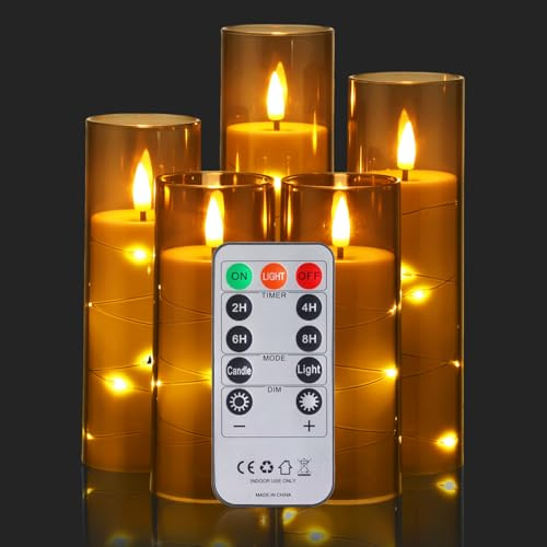 Oyajia Wiederaufladbare LED-Kerze, wiederaufladbare Batteriekerze Typ C, 5-Kerzen-Set mit Remote-Timer-Funktion für bis zu 240 Stunden Nutzung (grau)