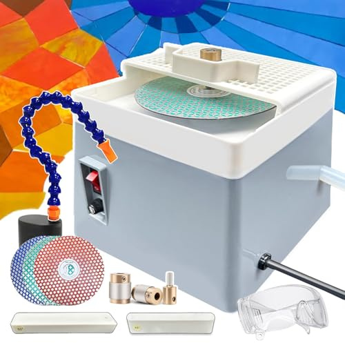 FHRKA Machine à amorcer et à meuler Le Verre, kit de meuleuse d;Angle pour Verre avec Pompe de Circulation d;Eau + Disque à meuler