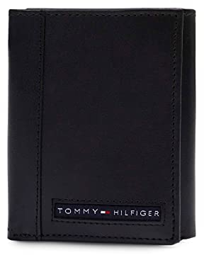 Tommy Hilfiger Herren Brieftasche Trifold Sleeve Slim mit Ausweisfenster und Kreditkartenfach - Schwarz - Einheitsgröße