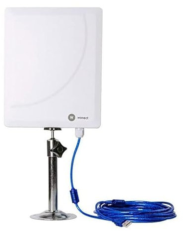 Antena WiFi Wonect W6 Doble Banda con 5 Metros de Cable USB preparada para Exterior 2.4Ghz + 5Ghz