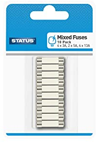 STATUS Fuses | Mixed Fuses Household UK | 4 x 3 AMP Fuses | 2 x 5 AMP Fuses | 4 x 13 AMP Fuses | 2 Packs of 10 | SMAF20PK15