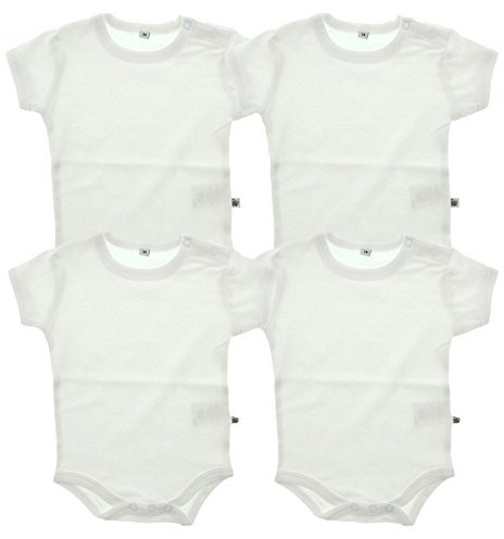 PIPPI Unisex Baby Body SS AO-printed (4-pack) Formender Body, White, 74