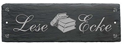 Schild « LESE ECKE » aus Schiefer - ca.22 x 8 cm - Türschild für Leseratten
