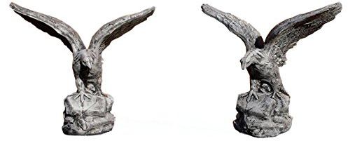 Antikes Wohndesign 2 x Lebensgroße XXL Adler Gartenfigur Steinfigur Höhe: 106cm Gewicht: 196KG