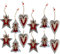 by Robelli Shabby Chic Wooden Christmas Tree Hanging Pendant Baubles Decorations (12 x Red/Grey 3D Decorations)