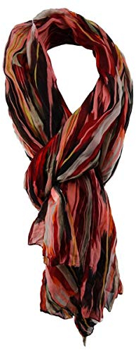 TigerTie - Chiffon Designer Schal in rot rosa braun grau schwarz gestreift
