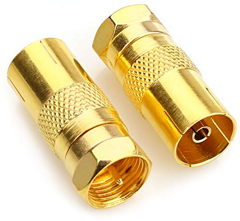 NANYI F Plug Male to Coax Socket Female Adaptor, TV Aerial Coaxial Cable F-Connectors Adaptor Satellite F Type Screw Connector Socket to RF Coax Aerial Female Adapter Converter