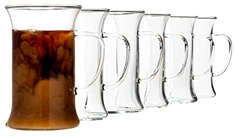 Simax Glassware Irish Coffee Tea Glasses - Cold, Heat, and Shock Resistant Borosilicate Glass, Microwave and Dishwasher Safe, Includes Six (6) 8.5 Ounce Cups