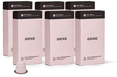 Grind Dark Blend Arabica Coffee Pods – Pack of 60 – Nespresso® Original Compatible Capsules – Home Compostable – Barista Quality – Dark Roast