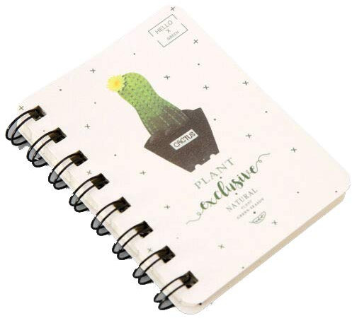 SENRISE Mini carnet A7, 1 carnet à spirales avec motif animal mignon et cactus blanc ligné pour bureau, école, cadeau pour enfant