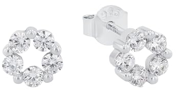 Amor Ohrstecker 925 Sterling Silber Damen Ohrschmuck, mit Zirkonia synth., 0,7 cm, Silber, Kommt in Schmuck Geschenk Box, 2027490