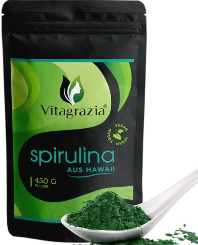 Vitagrazia® Hawaii Spirulina Pulver - echte Hawaiianische Spirulina Algen 450g - 100% reines Spirulina Hawaii Pulver - natürliches Hawaiian Spirulina - Spirulina powder