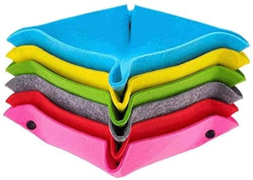OliviaLiving Felt Valet Tray, Fold Felt Desktop Storage Basket Makeup Organizing Basket for Home Office Writing Desk Lovely Caddy Containers (Multi-Color,6-Pack)