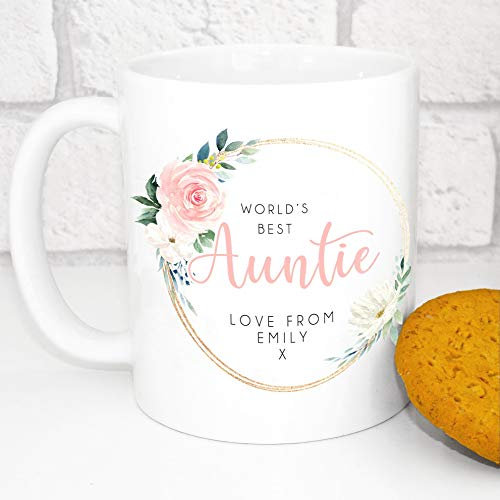 103 Designs Personalised Auntie Mug - World's Best Auntie - Add Your Own Message - 11oz Ceramic Mug