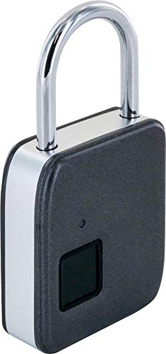 SCHWAIGER 715941 Fingerabdruck Schloss Smart Vorhängeschloss Elektronisches Bügelschloss Fingerprint wasserdicht zinklegiert USB-C aufladbar inkl. USB-C-Kabel