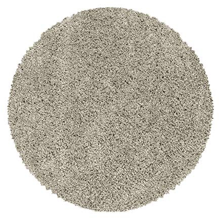 Teppium Moderner Hochflor Teppich Wohnzimmer 200 cm Rund Natur - Shaggy Flauschiger Teppich, Extra Weich, Pflegeleicht und Einfarbig - für Schlafzimmer, Küche und Esszimmer