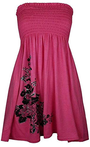 Mini abito da donna con motivo floreale glitterato Fucsia 44-46