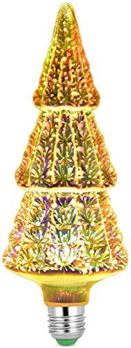 EONANT 3D Feuerwerk Glühbirne bunte RGB Dekoration, E27 AC 85-220V 4.5W Retro Edison Glühbirne, warmweiß Sternenhimmel Licht, Party Holiday Bar LED Dekoration (Weihnachtsbaum)