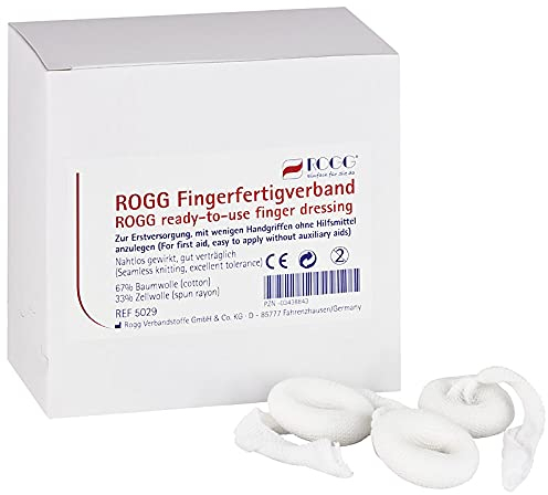 ROGG® Fingerfertigverband | Gerollter Fingerverband Fertigverband aus Baumwolle | Schlauchverband zur Anwendung an Finger und Zehen [50er Pack]