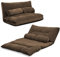 RELAX4LIFE Bodensofa Klappbar, Schlafsofa inkl. 2 Kissen, 3 in 1 Schlafsessel mit 6-stufig Verstellbarer Rückenlehne, Klappsofa mit Bettfunktion, Sofabett für Wohnzimmer Schlafzimmer (Braun)