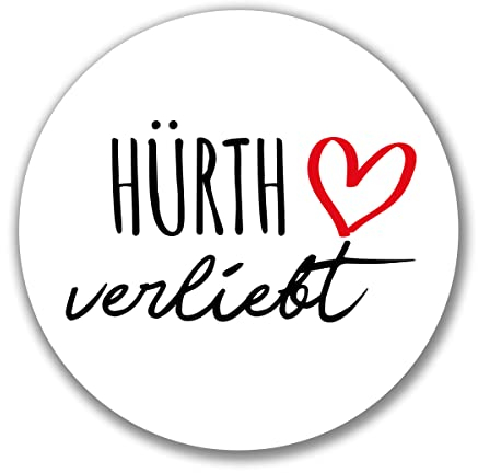 huuraa Aufkleber Hürth verliebt Sticker 10cm mit Namen deiner lieblings Stadt Geschenk Idee für Freunde und Familie