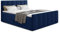 Boxspringbett Star Lux mit Fußteil, 2 Bettkästen und Matratzentopper - Doppelbett mit Topper, Bonell-Matratze, Polsterbett, Bett, Betten, Schlafzimmer (180 x 200 cm, Dunkelblau (Kronos 09))