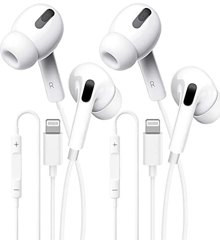 2 Pack In-Ear Earbuds Earphones,[Apple Mri Certified] Wired Headphones HiFi Stereo Noise Cancelling with Microphone and Volume Control Headset Compatible with iPhone 14/13/12/11/XR/SE/XS/X/8/7 IOS