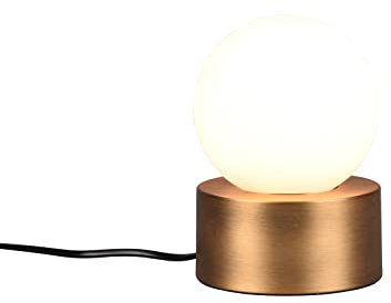 meineWunschleuchte Tischleuchte Messing Touch Kugel Glasschirm Weiß, Höhe 17cm